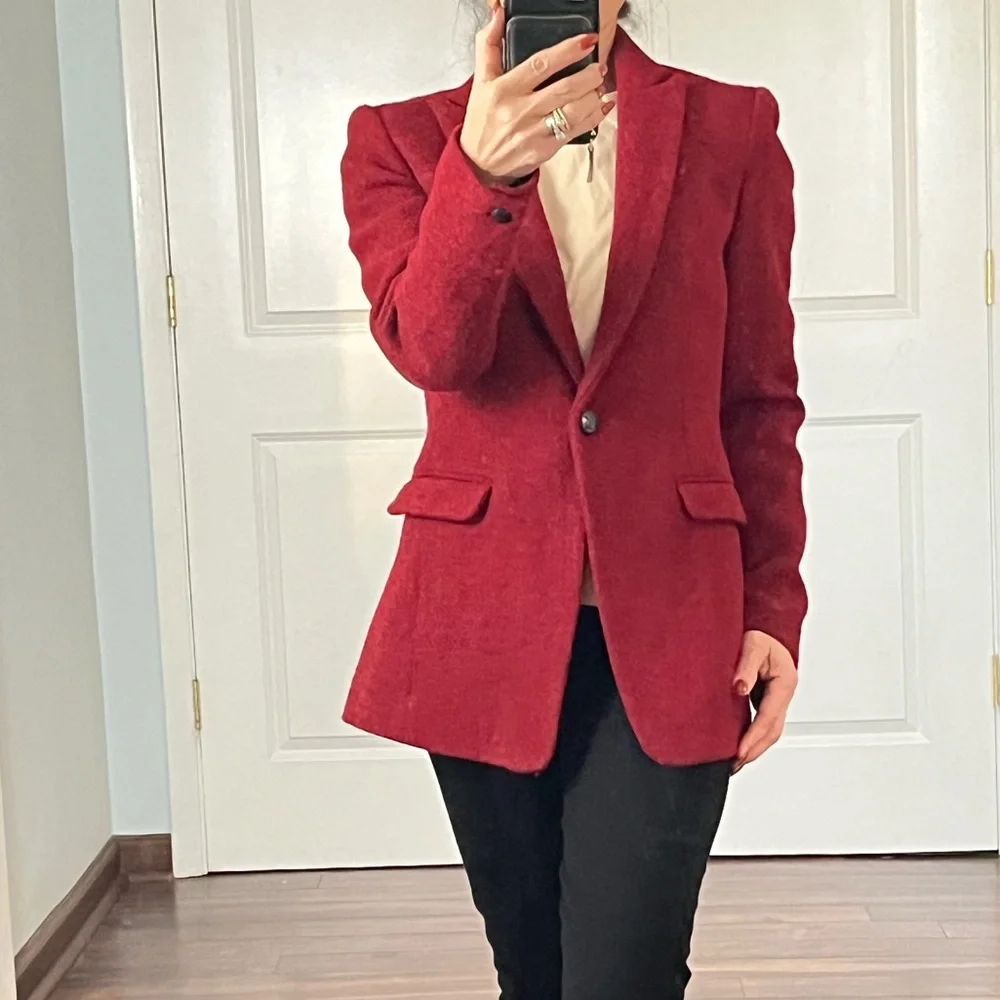 Rag & Bone 100% pure new wool hand woven red tweed blazer jacket size 2 - Picture 1 of 12